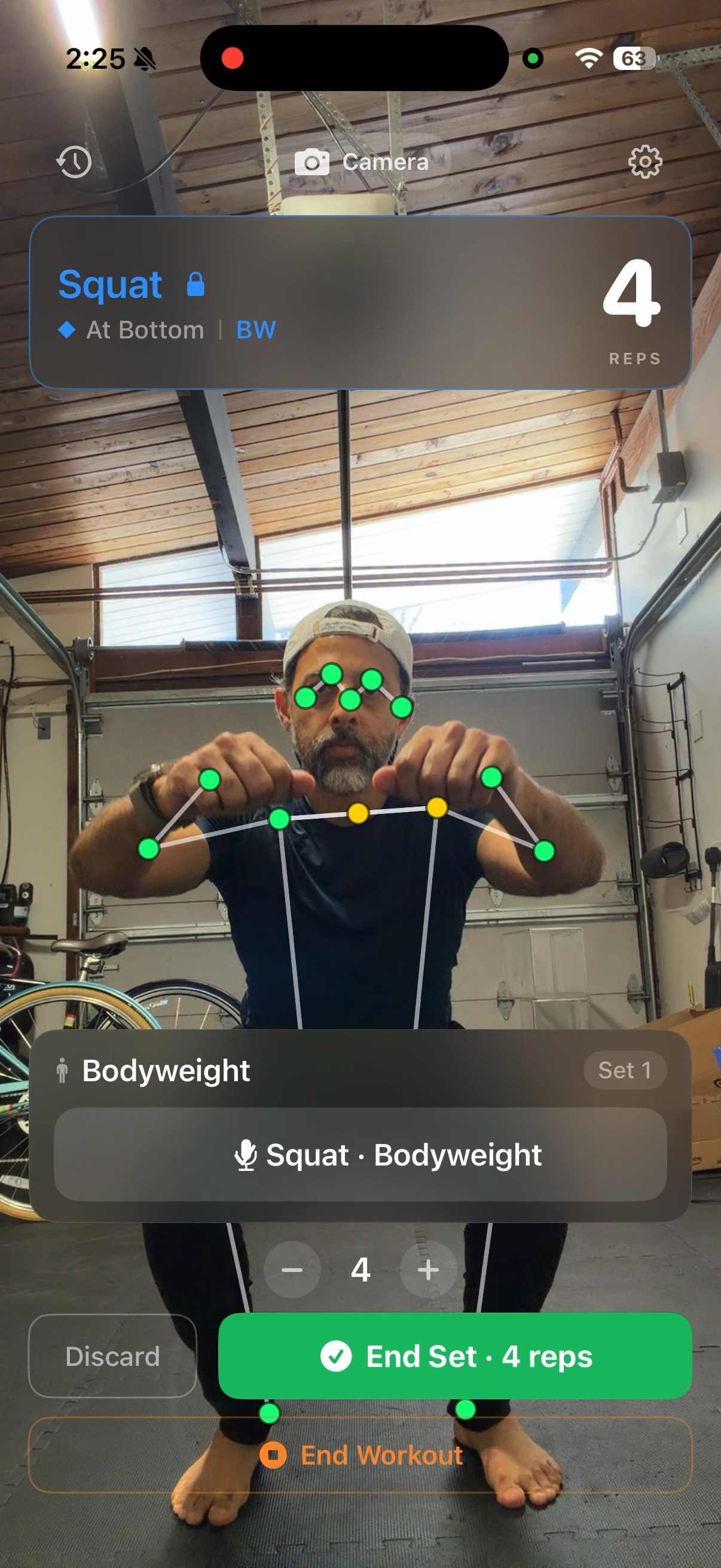 Bodyweight squat detection