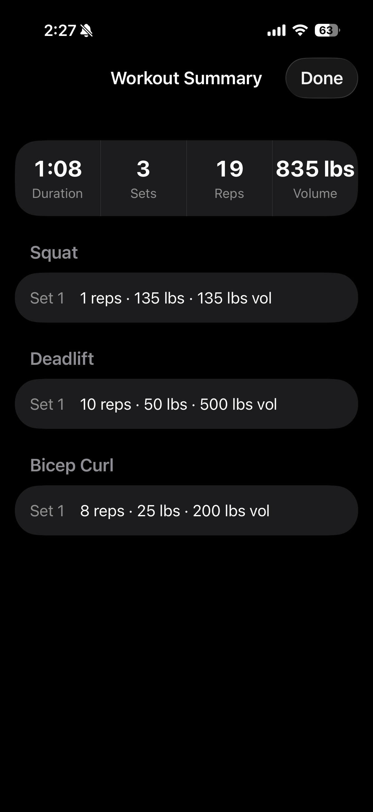 Workout summary with form scores